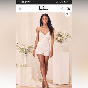 Lulus Catch a spark white and beige sequin romper